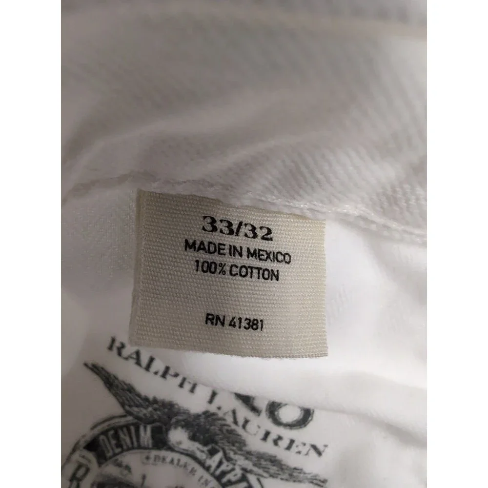 POLO RALPH LAUREN HAMPTON STRAIGHT MEN'S DENIM JEANS HUDSON WHITE 33X32  EUC